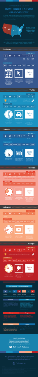 best time to post on social media infographic
